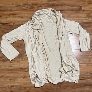 Taleen Draped Open Front Cardigan Lightweight Comfy Layering Champagne Sz 1 - XL